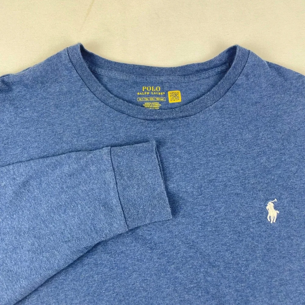 Polo Ralph Lauren Mens XLT Blue Heather Long Sleeve Pony Logo T-Shirt